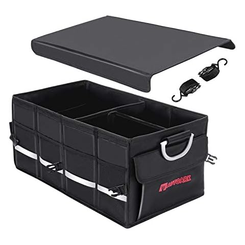 AUTOARK Multipurpose Car SUV Trunk Organizer with Cover and Straps,Durable Collapsible Adjustable Compartments Cargo Storage,AK-132 Cover