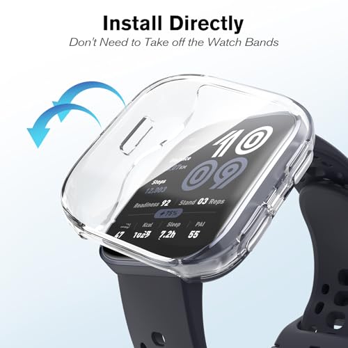 Image of Fintie 3 Packs Screen Protector Case Compatible with Amazfit Bip 6, Soft TPU Plated Bumper Full Protective Cover Cases Scratch-Proof, Clear x 3
