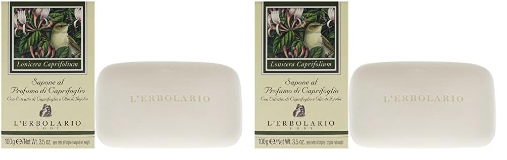 L'Erbolario Perfumed Bar Soap – Gently Scented Body and Hand Soap Bar – Moisturizing and Nourishing with Natural Extracts – Honeysuckle - 3.5 oz (Pack of 2)