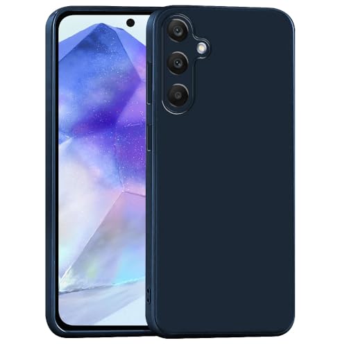 Image of Back Cover for Samsung Galaxy A55 5G | Full Camera Protection | Premium Liquid Silicon Case | Flexible Bumper Case for Samsung Galaxy A55 5G (Dark Blue)