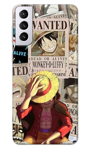 Image of NDCOM for S21 Plus Back Cover | Premium Samsung S21 Plus Back Cover | Protective S21 Plus Cover for Ultimate Device Safety | Anime One Piece Wanted Luffy Printed Hard Case