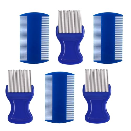 Peines doble cara para pulgas y liendres 6 unidades azul miniatura 1