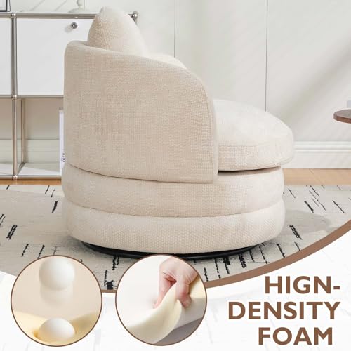 Sillón Giratorio Pequeño Chenille Beige miniatura 6