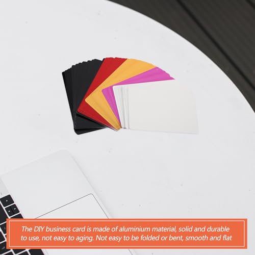 Tarjetas de visita de aluminio de diseño liso en blanco para grabado profesional, 80 piezas 3