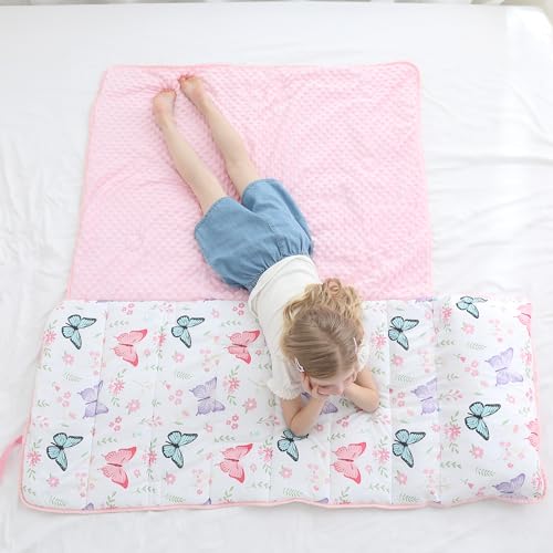 Image of Lasoftan Toddler Nap Mat with Pillow and Blanket, Extra Large Rolled Napping Mats,Slumber Bags for Boys Girls,Kids Sleeping Bag for Daycare, Preschool Travel Camping