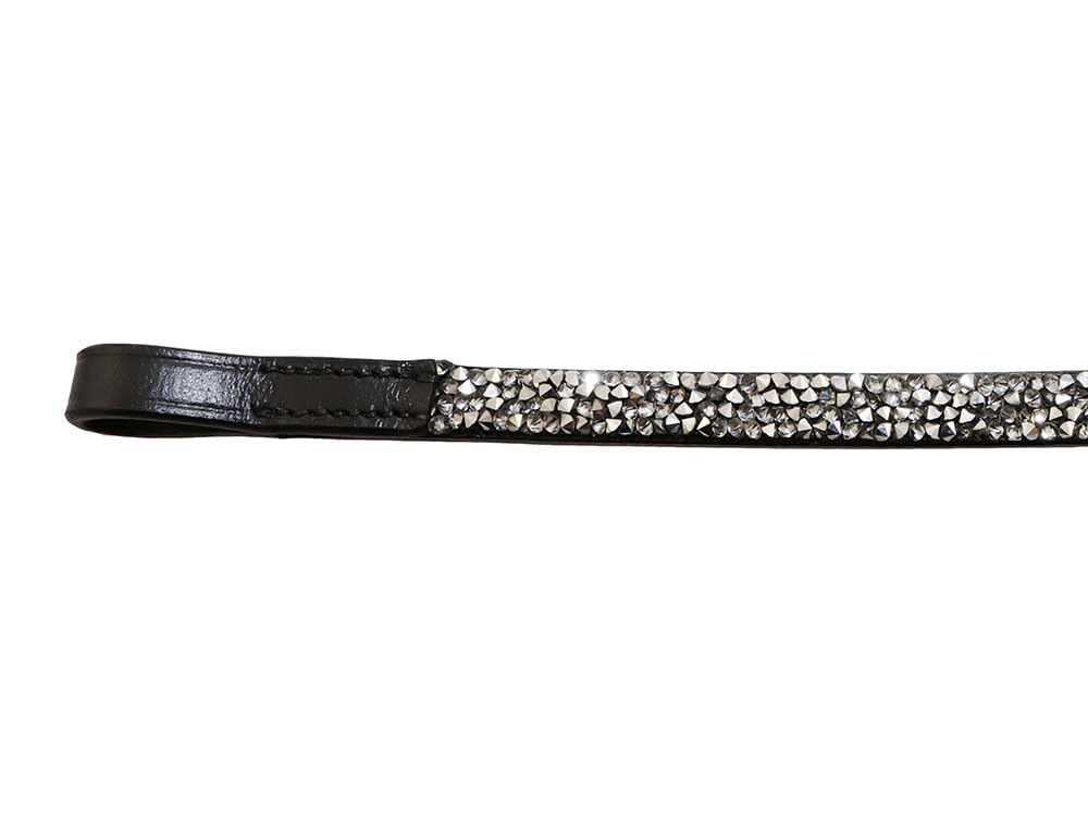 Grewal Equestrian Metallic Bedazzled Browband (Straight, Black, Full)