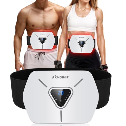 KANGLANKAN EMS Muskelstimulator, EMS Trainingsgerät, integrierter EMS Bauchtrainer, 8 Modi und 30 Stufen, elektrischer EMS Bauchmuskeltrainer für Männer und Frauen (Grau)