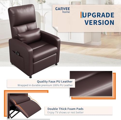 Sillón reclinable eléctrico piel sintética Marrón miniatura 4