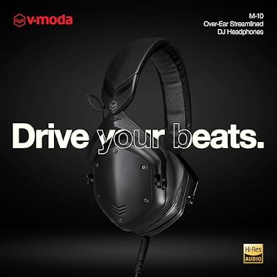 V-Moda M-10 | سماعات رأس DJ مبسطة فوق الأذن | تم ضبطها لمنسقي الأغاني والموسيقى التي تعتمد على الإيقاع | Deep Bass مع وضوح متطور | وسائد إسفنجية للذاكرة لأداء طويل | تصميم متين مغلق الظهر | أسود