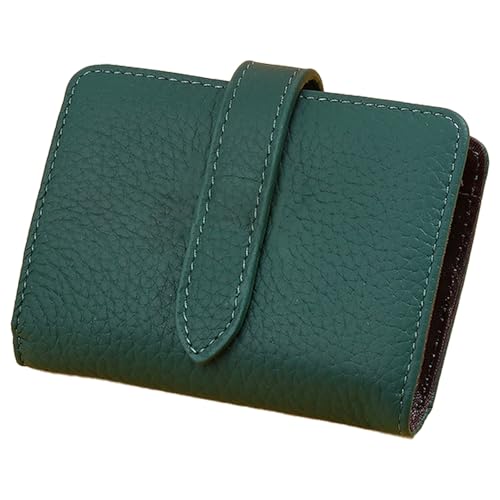 Women's PU Leather Wallet, Retro Lychee Pattern Folding Wallet with Multiple Card Slots, Coin Purse, Luxury Hasp Clutch, Large Capacity Short Money Bag for Cards and Coins (Green)