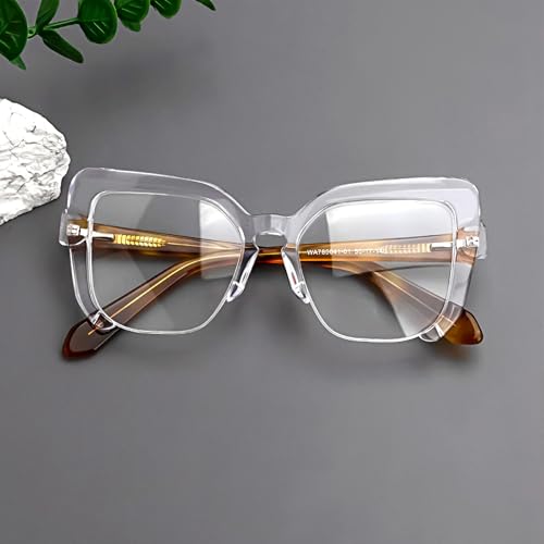 Image of Zeelool Vintage Cat Eye Semi-rimless Glasses Frame for Women with Non-prescription Clear Lens Valencia ZWA785041