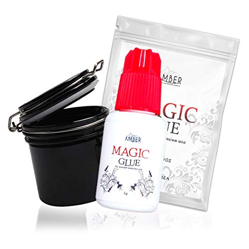 Amber Lash Magic Glue 5ml and Glue Tank Combo for Professionals, Eyelash Extension Bundle Kit