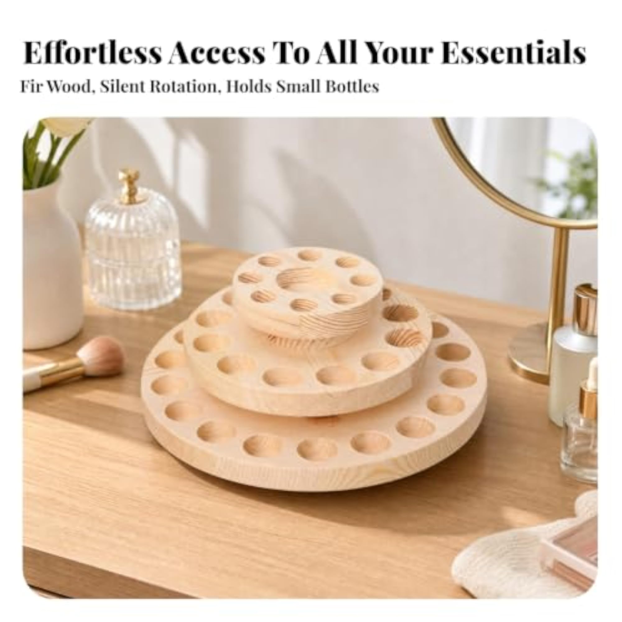 Three-Tier Rotating Essential Oil Organizer, Solid Wood