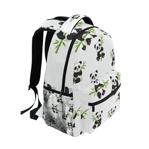 Kids School Bag, Cute Cartoon Pandas White Lightweight Travel Back Pack for Boys Girls Back to School Supplies,16 in2