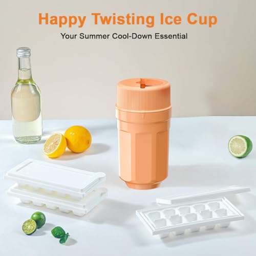 Image of Supvox Ice Cube Tray Twisting Ice Cup, Food Grade Silicone Ice Box with 3 No-Lid 10-Grid Ice Cube Plates, Easy Twist-Release Ice Rock Mold, Universal for Cups & Mugs
