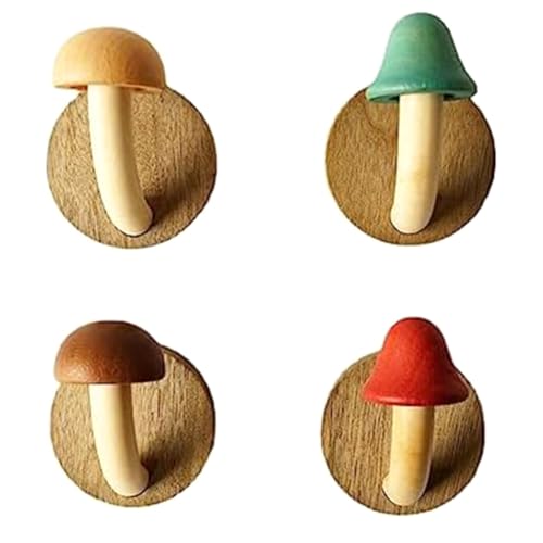 Socueny 4 ganchos divertidos para ropa, no perforados, madera maciza