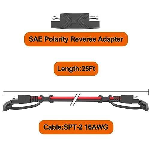 POWISER 25Feet SAE to SAE Extension Cable Quick Disconnect Connector 16AWG,for Automotive,Solar Panel Panel SAE Plug(25FT(16AWG))