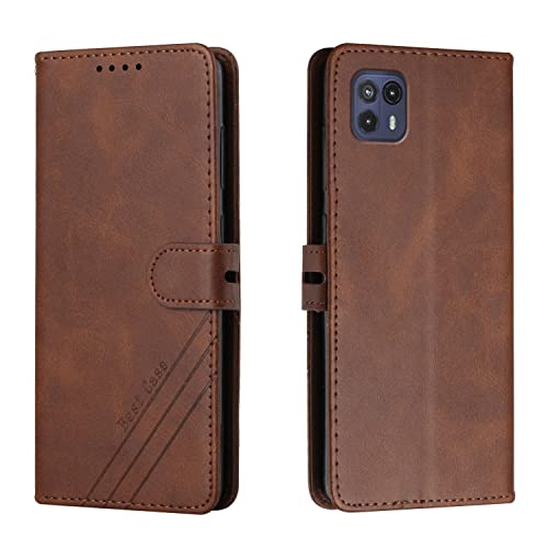 IMIRST Flip Case for Motorola Moto G50 5G Simple Solid Kickstand Card Slots Wallet Faux Leather Holsters Cover Phone Case Compatible with Motorola Moto G50 5G. HX Retro Brown - Image 4
