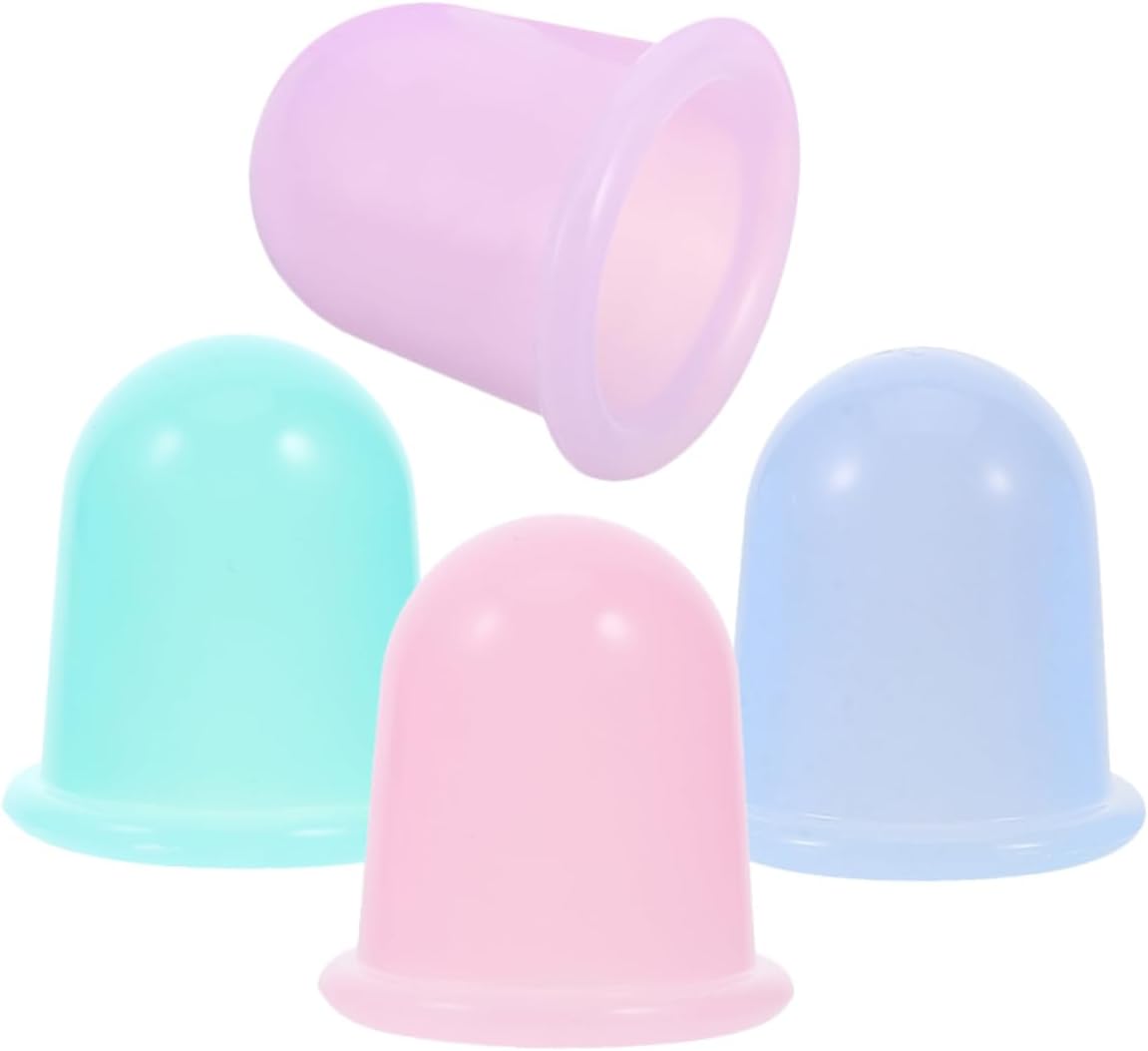 4Pcs Silicone Cupping Cups Vacuum Massage Suction Cups for Body and Face Lightweight and Portable Cupping Tool with Design for Home Use and Personal