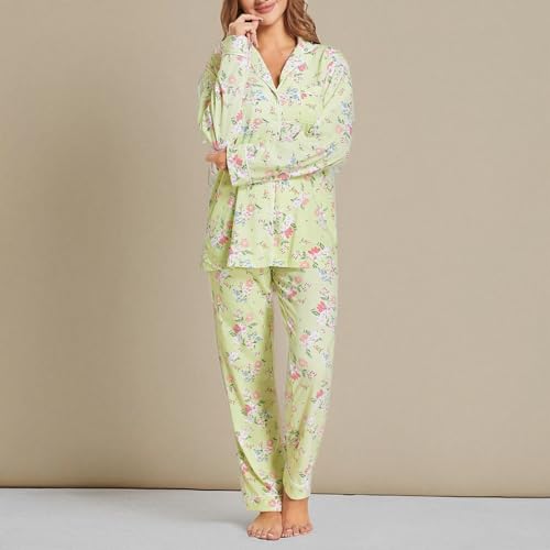 Image of Tugege Pajamas Set Long Sleeve Sleepwear Womens Button Down Nightwear Pj Sets
