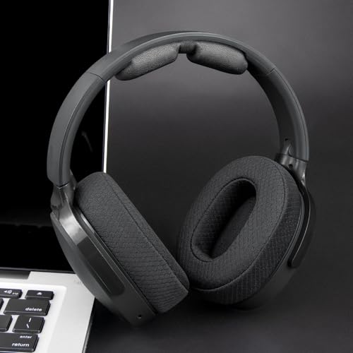 Image of SOULWIT Mesh Fabric Replacement Earpads for Skullcandy Hesh 3 /ANC /Evo & Crusher Wireless /540 /ANC /Evo & Venue ANC Over-Ear Headphones, Ear Pads Cushions with Noise Isolation Foam - Black