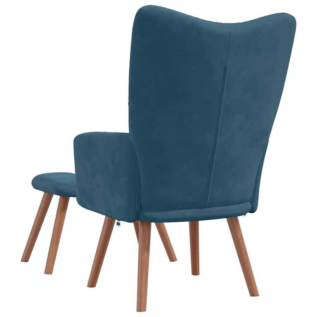 Poltrona Relax Blu in Velluto con Poggiapiedi imbottita ergonomica, reclinabile con schienale e bracciolo, ideale per soggiorno, salotto, studio o camera da letto
