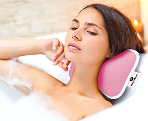 Home Prime Premium Spa Bath Pillow Fits Any Bathtub/Hot Tub/Jacuzzi with 2 Strong Suction Cups - Large & Soft, Shoulder & Neck Support. with a LOOFAH Sponge