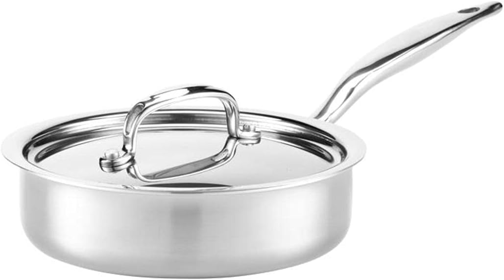 1.5 Quart Sauté Pan with Lid - Titanium Strengthened 316Ti Stainless Steel with 5-Ply Construction - Induction-Ready and Fully Clad, Made in USA