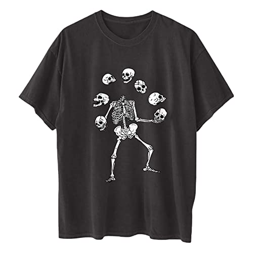 Image of Summer Y2k Tops for Womens, Casual Vintage Short Sleeve T-Shirt, Girls Oversize Loose Round Neck Elastic Tee