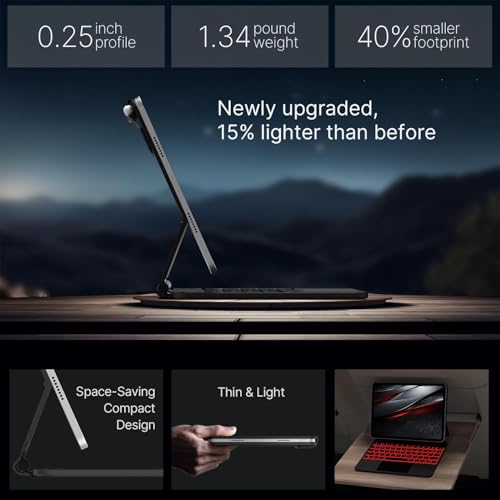 Image of typecase Edge Keyboard for iPad Air 11 (M3 /M2), Air 5th /4th & Pro 11 (4th /3rd /2nd /1st), 11-Colors Backlit, Magic Floating Cantilever, Precision Multi-Touch Trackpad-Blk'25 (Not fit A16 /10th / 11-M4)