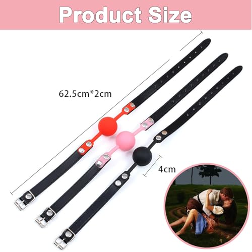 Image of Leather Restraints Ball Mouth Plug Silicone Bondage Ball Gag Silicone Bondage Ball Gag for Sex, BDSM Restraints Toys Sex Gag Muzzles (B3)