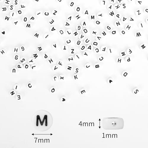 Image of Quefe Alphabet Beads 1200Pcs Letter Beads, Acrylic 4x7mm Round Letter Beads Kits for Bracelets Necklaces DIY Jewelry Making(A-Z)