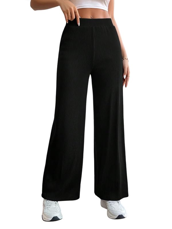 Image of DTR FASHION Women's Stretchable Solid Lining Cotton Blend Casual Trouser