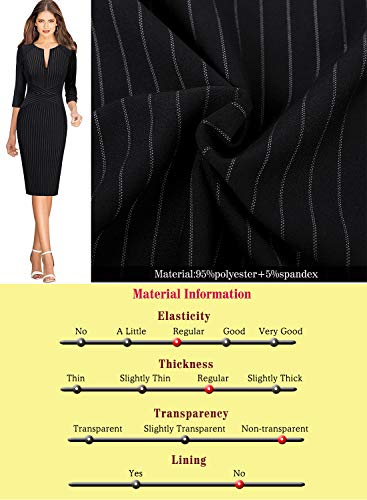Vfshow E671S Womens Black And White Striped Spring Fall Slim Zipper Up Work Business Office Party Bodycon Pencil Sheath Dress 7121 Blk L thumb #5