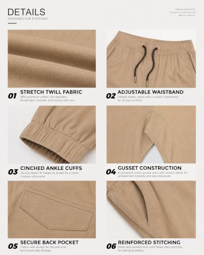 Image of ITALY MORN Khaki Joggers Pants with Pockets for Men