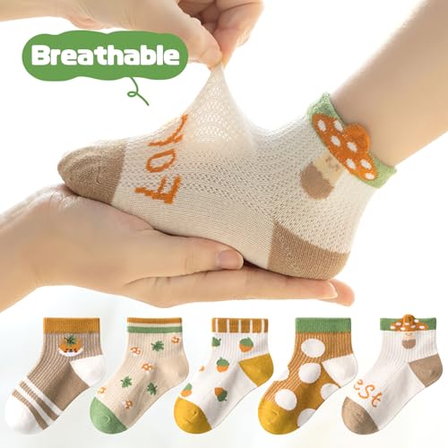 Ankle Socks for Boys Girls Thin Eyelet Mesh Socks 5 Pairs 1-12 Years3