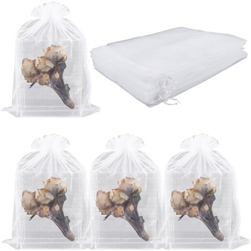 SOFPLATE 30 bolsa de Organza Transparente con Cordón Blanco Bolsa de Regalo A Granel de 12x16 pulgadas Bolsas Grandes para Joyas Regalos para Festivales Decoración Recuerdo de Fiesta Bolsa de Malla pa