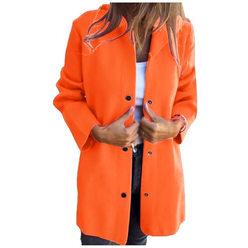 Hoodies Jacket for Women Casual Notch Lapel Single-Breasted Peacoat Long Sleeve Jackets Comfy Solid Color Outwear