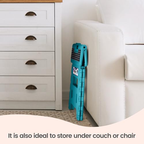 Image of Delxo Folding Step Stool, 13 inch Non-Slip Foldable Stools Up to 300 LBS, Step Stool with Handle, Lightweight for Kitchen, Bathroom, Bedroom, Garden Stepping Stool with Dotted Blue 1 PC