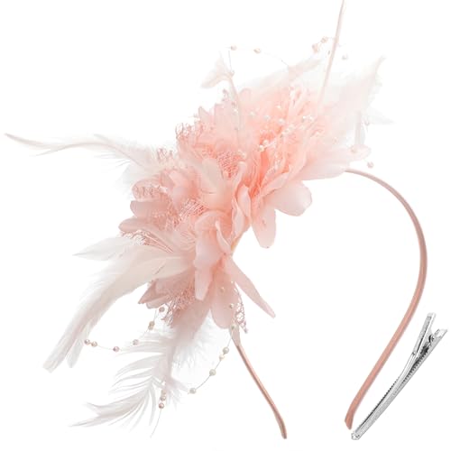 Image of DRESHOW Fascinators Hats for Women Tea Party Fascinator Hats Vintage 50s Headwear Cocktail Wedding Church Derby Hat
