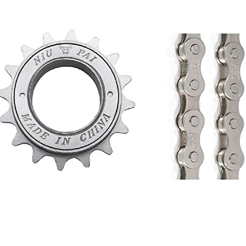 Chaîne de vélo 1 vitesse FSC F410 argent 104L anti-déraillement avec pignon 16T