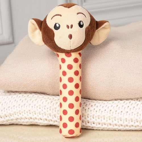 Image of Mirada Monkey Rattle Soft Toy for Babies & Toddlers | Cute Stuffed Animal Rattle Toy for Playtime | Infant Toys, Soft Toys for Kids, Stuffed Toy, Cute Toys, Baby Gift, Safe Cuddle Toy | 18cm