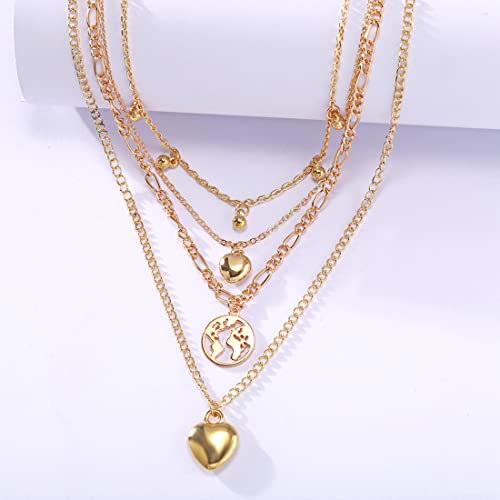Gold-Plated Layered Necklace-Set Of 2