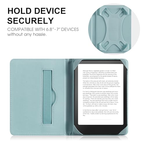 Image of HoYiXi Universal Case for 6.8 Inch 7 Inch Kindle eReaders Compatible with Paperwhite /Kobo /BOOX T68 /iReader Ocean,6.8-7 inch eReaders Protective Case Cover Elastic Rope,Blue Flowers