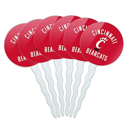 University of Cincinnati Bearcats Logo Cupcake Picks Toppers Decoration Set of 6