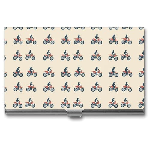 DULAHR Retro Dirt Bike Business Card Holder Pocket Business Card Case Metal Case Name Card Holder Men Women