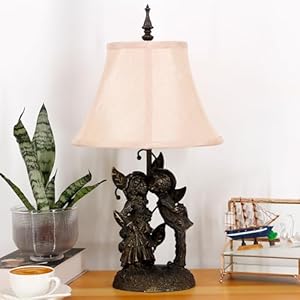 Farmhouse Table Lamp Antique Resin Sculpture Metal Leaf Base Traditional Rustic Mid-Century Desk Lamp 21.75 Inch Tall for Living Room Office Bedroom Farmhouse Table Lamp Antique Resin Sculpture Metal Leaf Base Traditional Rustic Mid Century Desk Lamp 2175 Inch Tall for Living Room Office Bedroom