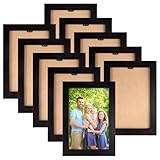 Rairsky 10 Stück Bilderrahmen 10x15 cm mit Passepartout, Schwarz Bilderrahmen mit Holzmaserung, Fotorahmen Collage Set, Fotos Ohne Passepartout, Wand- oder Tischaufsteller