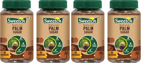 Image of Sweetch Natural Palm Sugar 350 gm Jar Natural Healthy Replacement for Sugar, Contain Minerals, Low GI, No Chemical & Free Flow | For Baking & Cooking (Pack of 4)