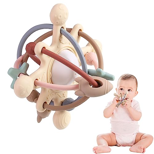 Image of Baby Sensory Teething Toys - Baby Teether - Montessori Toys for Babies - Baby Rattles Shower Gifts for Boys Girls 0 3 6 9 12 18 Month 1 One Year Old Infant Newborn Toys - Baby Travel Toys